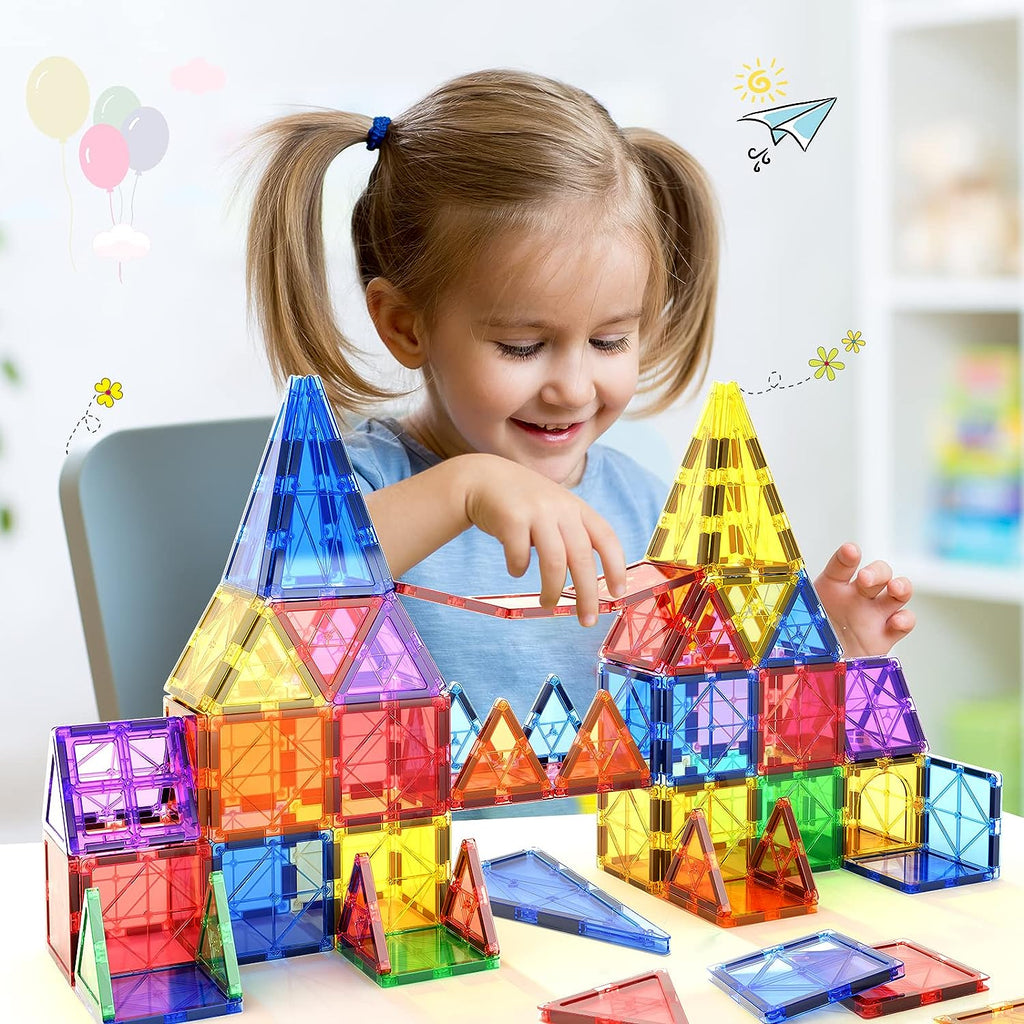 Magnetyczne płytki konstrukcyjne Creative Builders Montessori, 40 elementów — zestaw konstrukcyjny STEM