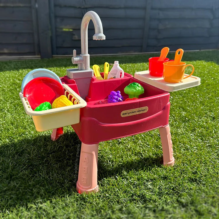 Cuisine de jeu de table pour enfants Ka-mostor — Espace de cuisine interactif, robinet à débit continu et bassin intégré
