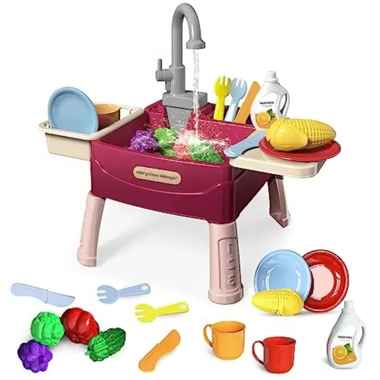 Cuisine de jeu de table pour enfants Ka-mostor — Espace de cuisine interactif, robinet à débit continu et bassin intégré