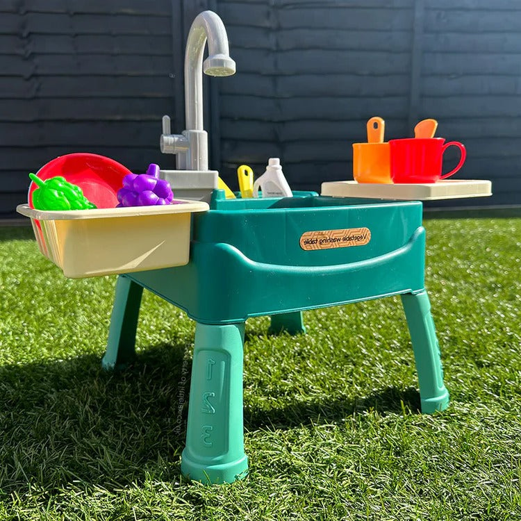 Cuisine de jeu de table pour enfants Ka-mostor — Espace de cuisine interactif, robinet à débit continu et bassin intégré