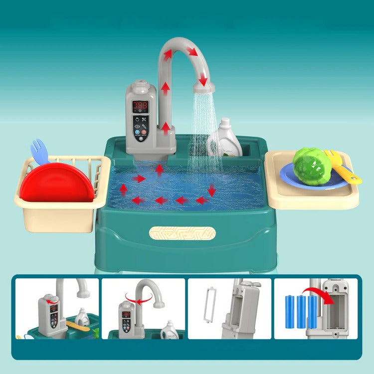 Cuisine de jeu de table pour enfants Ka-mostor — Espace de cuisine interactif, robinet à débit continu et bassin intégré