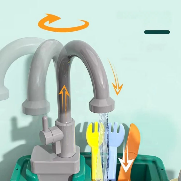 Cuisine de jeu de table pour enfants Ka-mostor — Espace de cuisine interactif, robinet à débit continu et bassin intégré