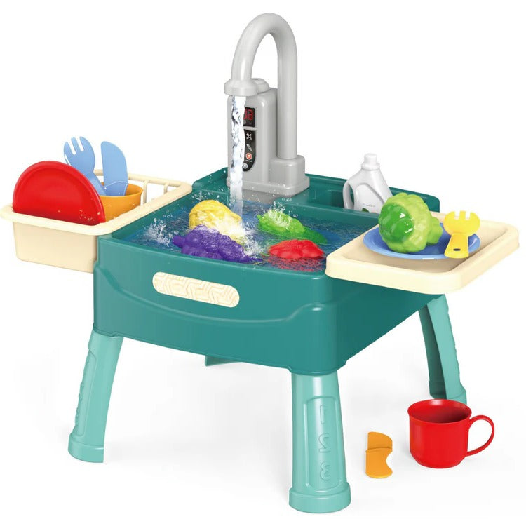 Cuisine de jeu de table pour enfants Ka-mostor — Espace de cuisine interactif, robinet à débit continu et bassin intégré