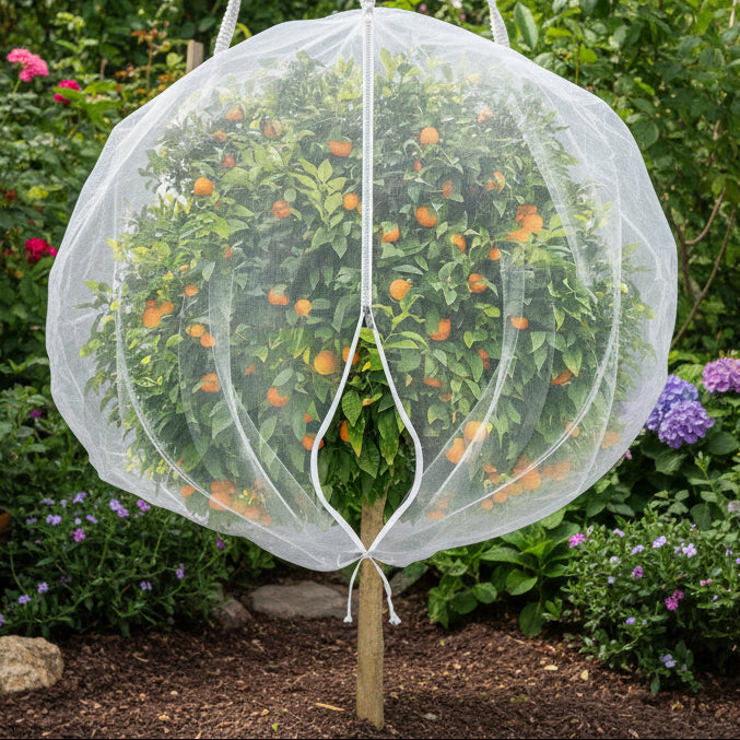 Sacs en maille respirante Cropshield pour fruits — Fermeture à cordon, lien de serrage