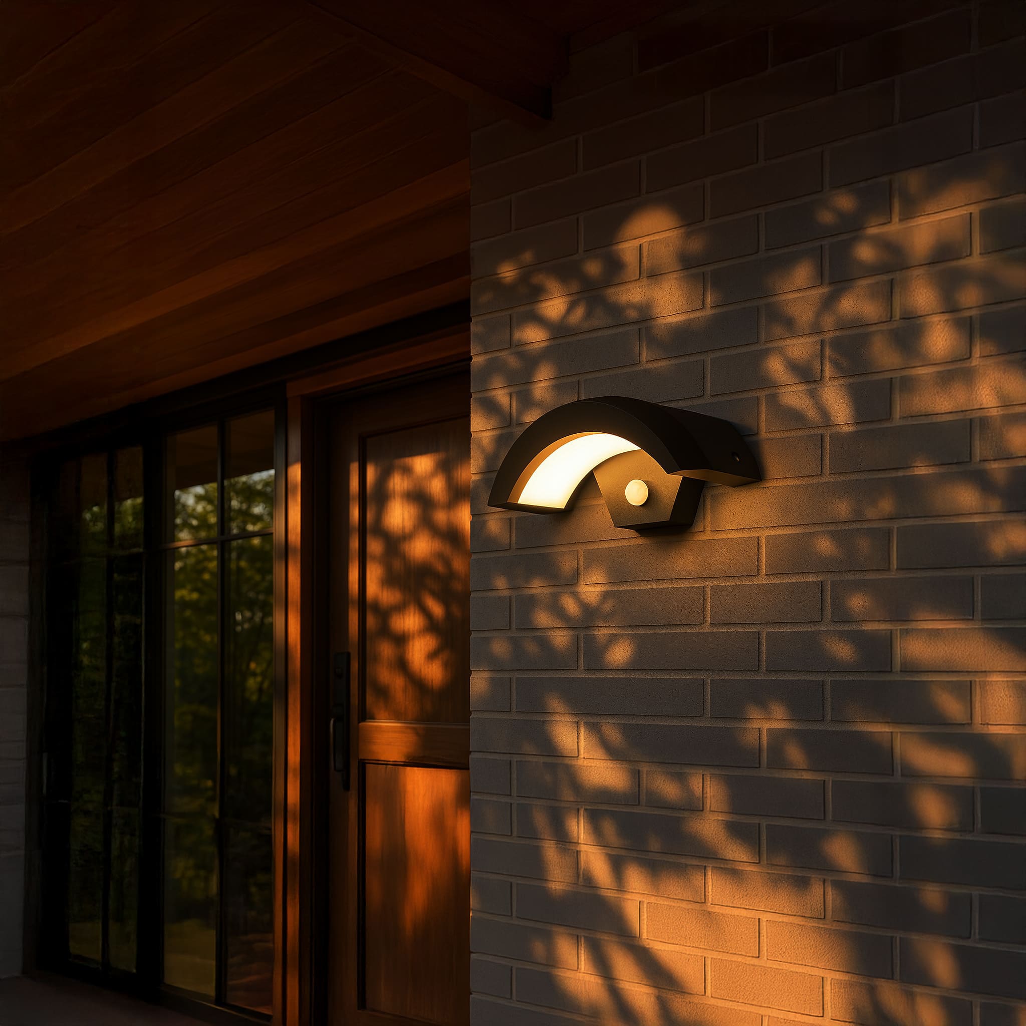 ArcWave Contemporary Exterior Wall Lantern With Motion Sensing For Outdoor Lighting
