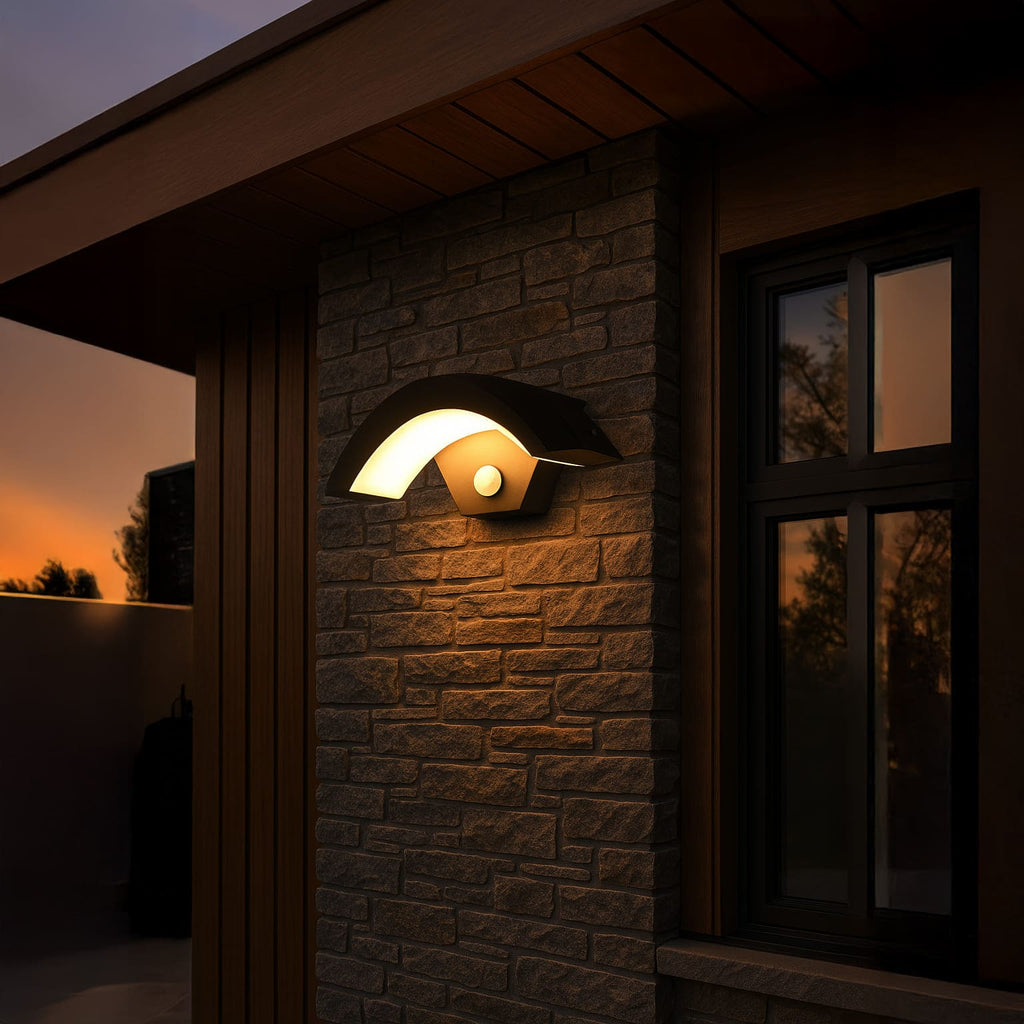 ArcWave Contemporary Exterior Wall Lantern With Motion Sensing For Outdoor Lighting