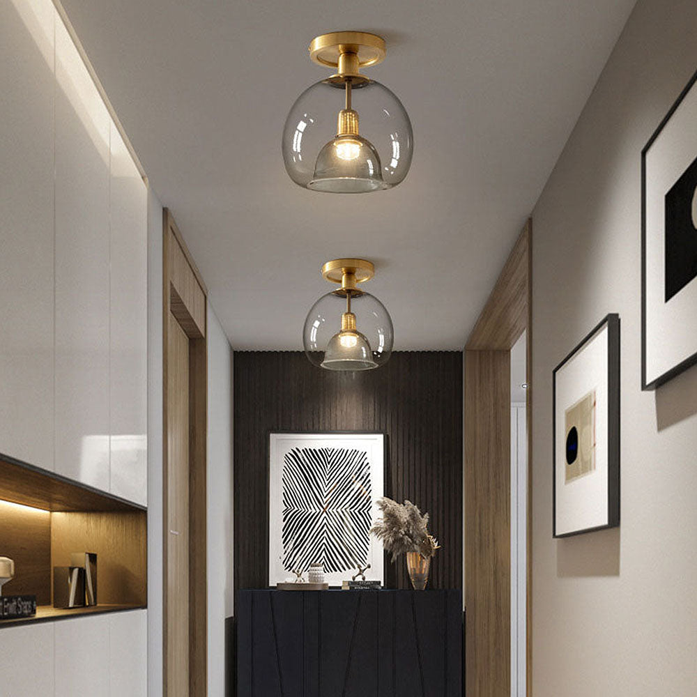 AstraLume Ceiling Light With Grey Glass For Halls And Entrances Minimalist Design Fixture