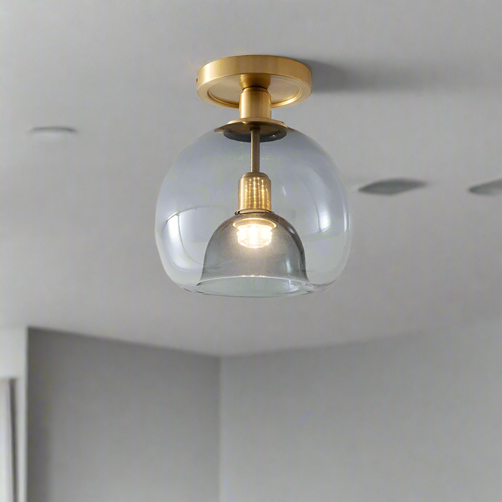 AstraLume Ceiling Light With Grey Glass For Halls And Entrances Minimalist Design Fixture