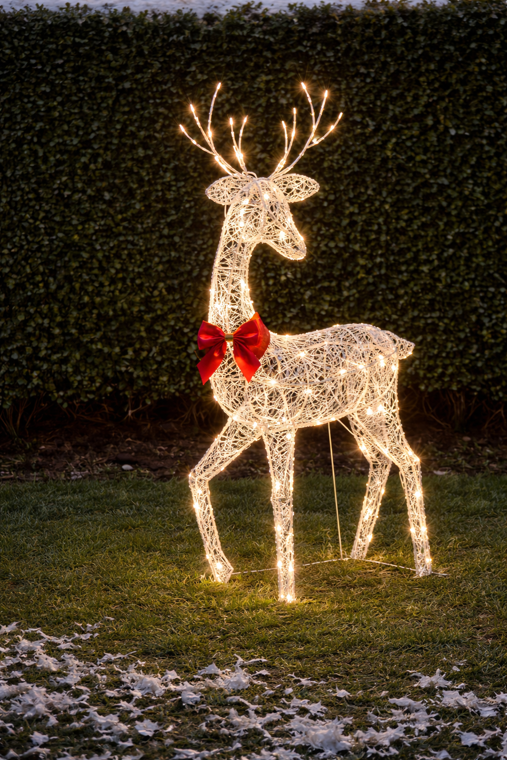 Rattan Design Illuminated Reindeer Family Outdoor Christmas Decoration, 3-Piece Set
