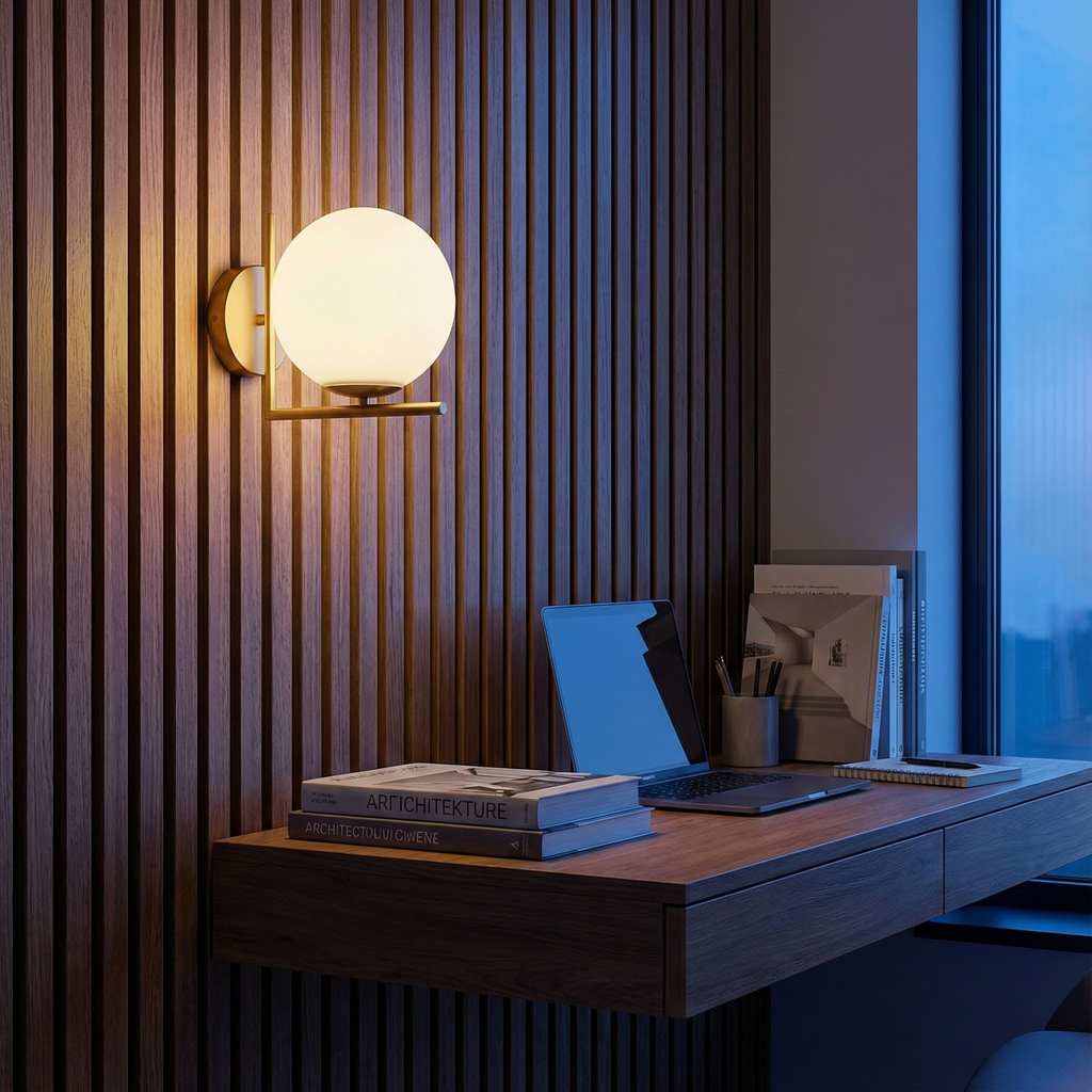 Astra Modern Wall Sconce Featuring Frosted Globe Light For Warm Ambient Living Spaces