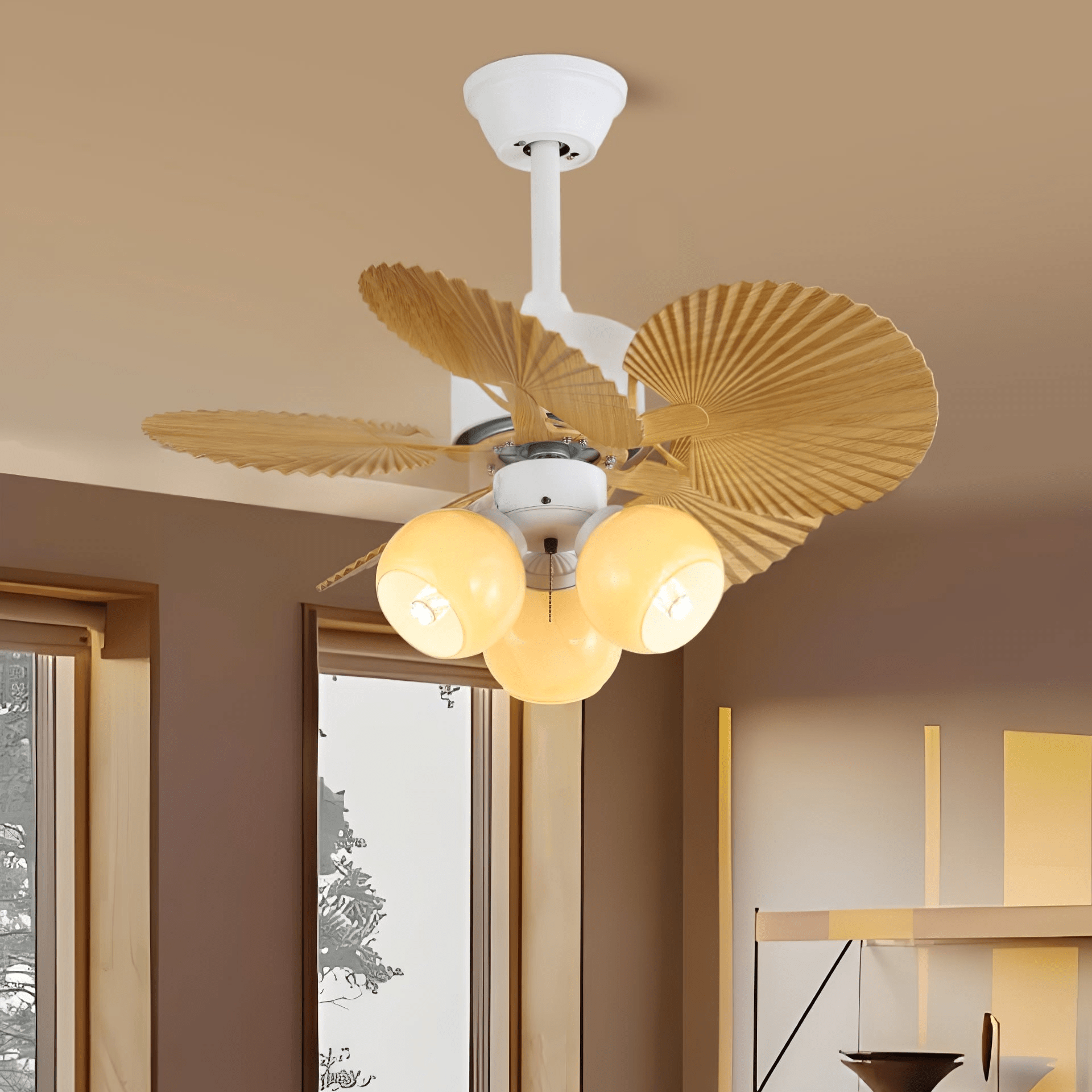 Aurelia Vintage Ceiling Fan With Wood And LED Lighting