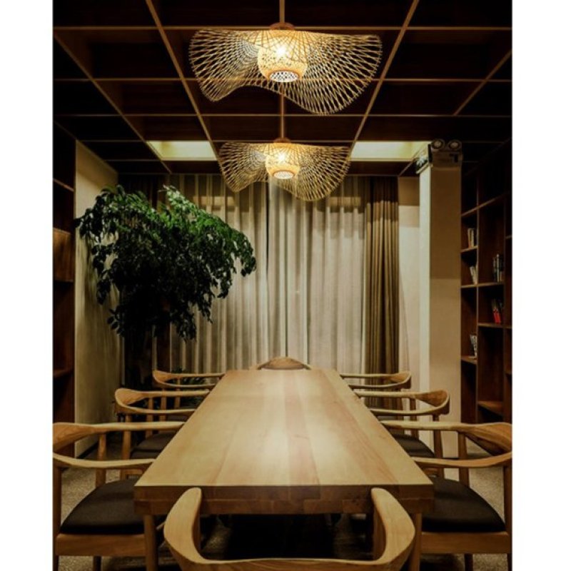 Nivara Warm Ceiling Light Featuring Intricately Woven Rattan Shade And Shadow Play For Living Rooms And Bedrooms