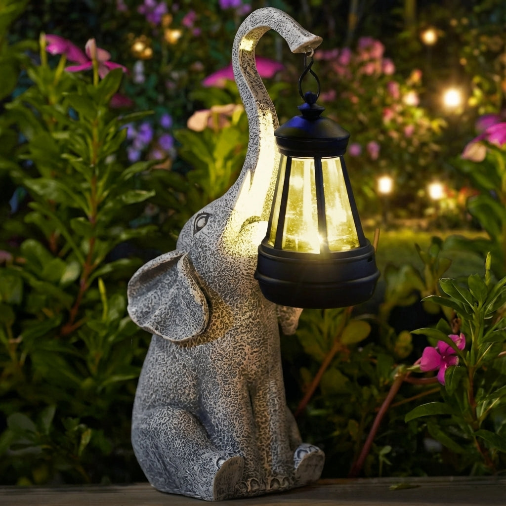 Elephant Shaped Solar Garden Lamp With Automatic LED Ambient Lighting