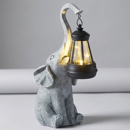 Solární zahradní lampa ve tvaru slona s automatickým LED ambientním osvětlením