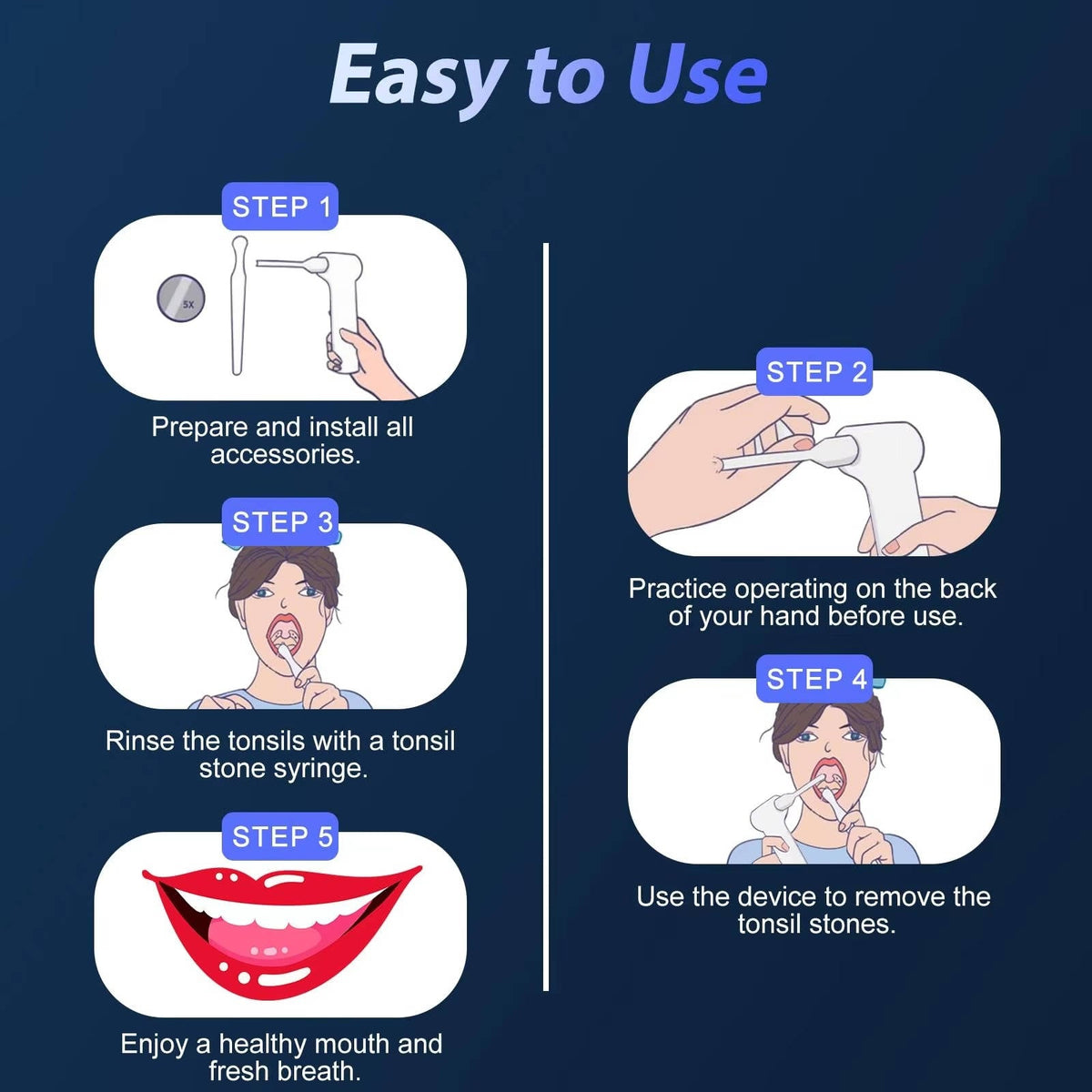 Dental Care System — Rechargeable Cleaning Device, LED Illumination & Adjustable Suction