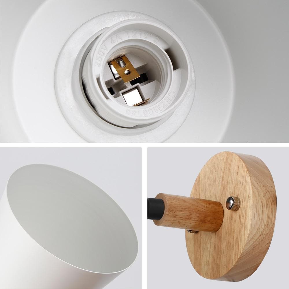 Mid Century Wood And Metal Wall Lamp With Rotatable E27 Socket