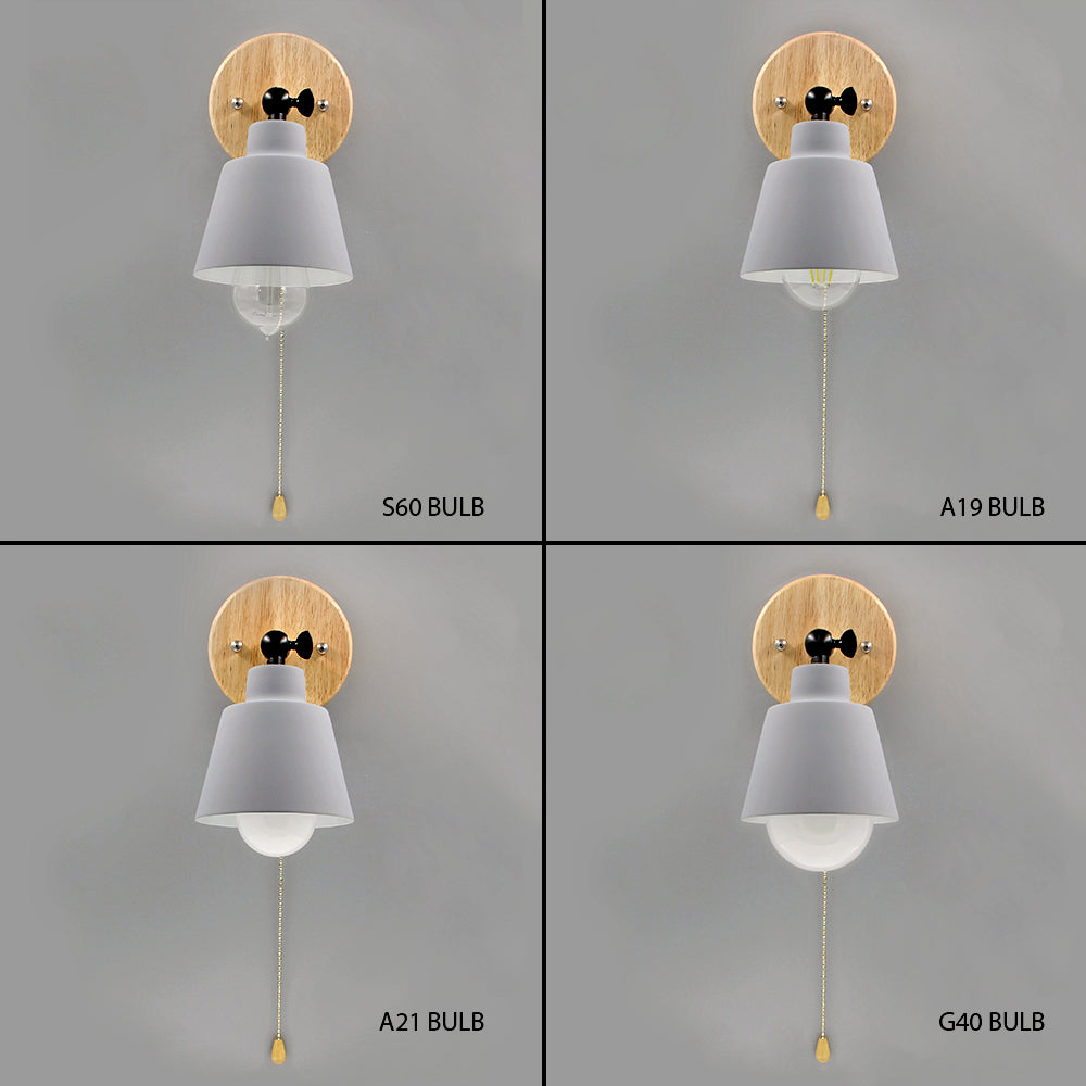 Mid Century Wood And Metal Wall Lamp With Rotatable E27 Socket