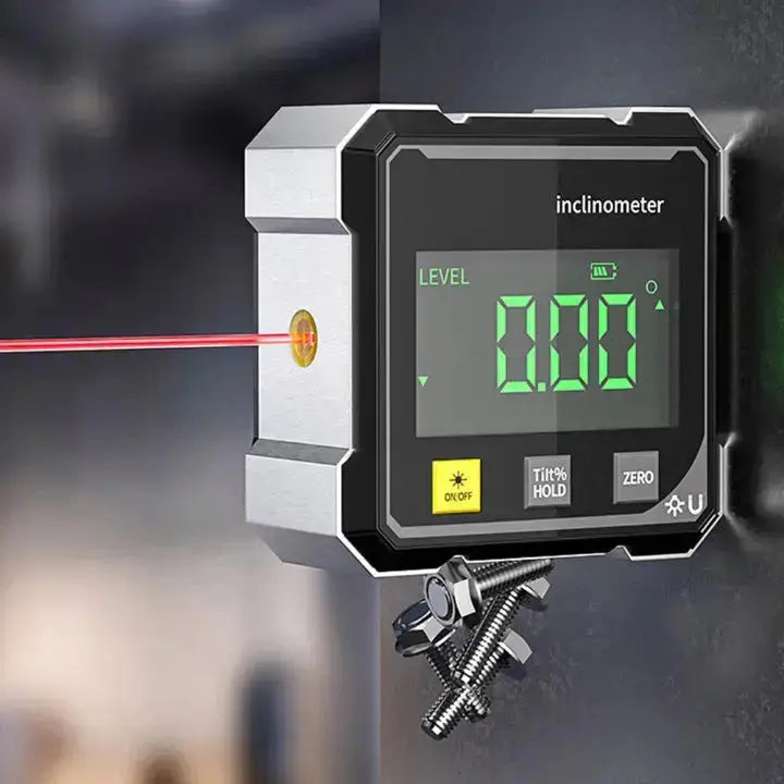 Inclinometro digitale e misuratore di angoli — Display luminoso, linea laser nitida, allineamento preciso