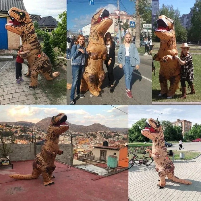 DinoFun opblaasbaar T-Rex-kostuum - ingebouwde luchtventilator, volledig dinosauruskostuum