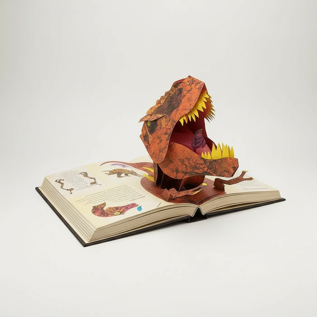 Pop-up-bog med dinosaur eventyr — 3D-scener, robust sidekonstruktion