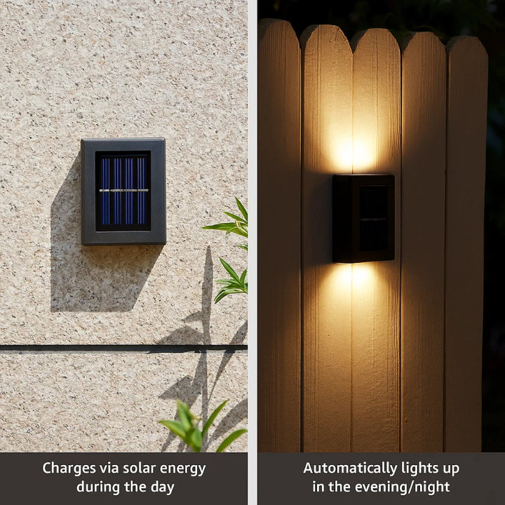 VerdantGlow Outdoor Wall Lights With Solar Power And LED Illumination For Gardens And Patios