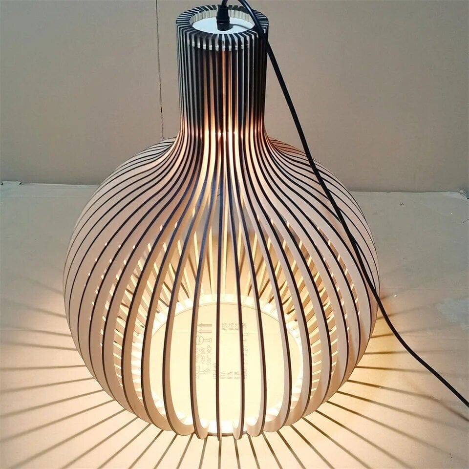 Nordhaven Rustic Light Pendant In Wooden Cage Ceiling Fixture With Adjustable Cord