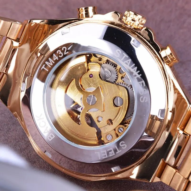 Aurora Luxe Mechanické hodinky — strojek poháněný pohybem, design se zlatavým leskem