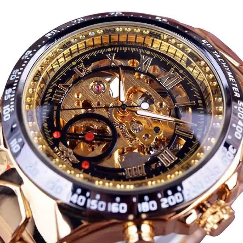 Aurora Luxe Mechanické hodinky — strojek poháněný pohybem, design se zlatavým leskem