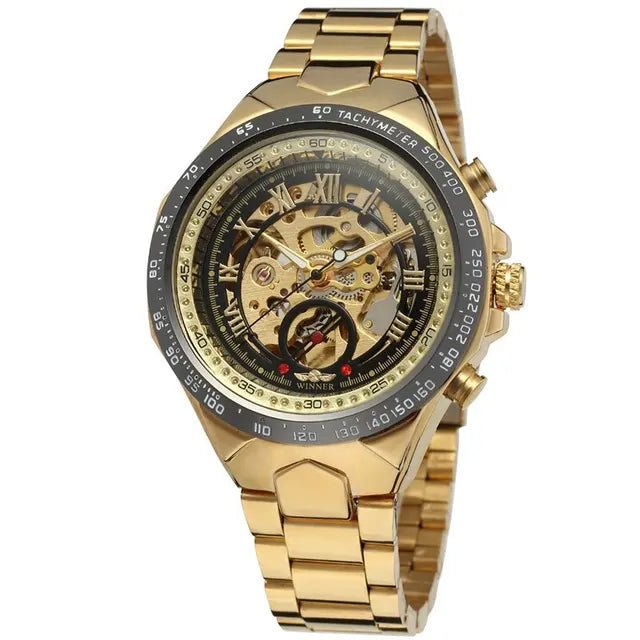Aurora Luxe Mechanické hodinky — strojek poháněný pohybem, design se zlatavým leskem
