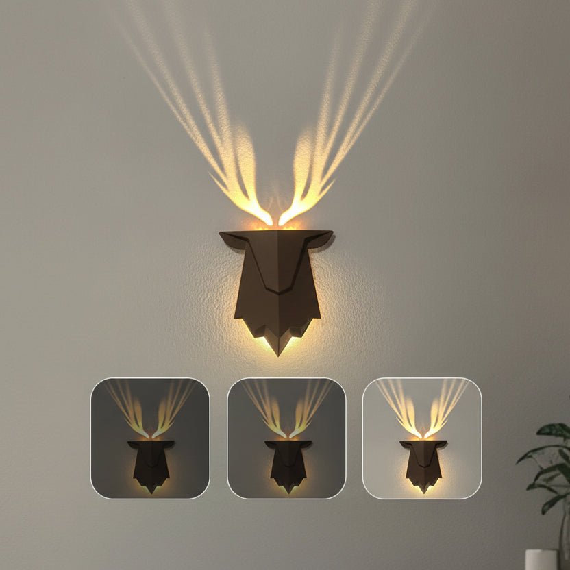 Lámpara de pared Eldara con ciervo — Diseño minimalista, atenuación suave, brillo sereno