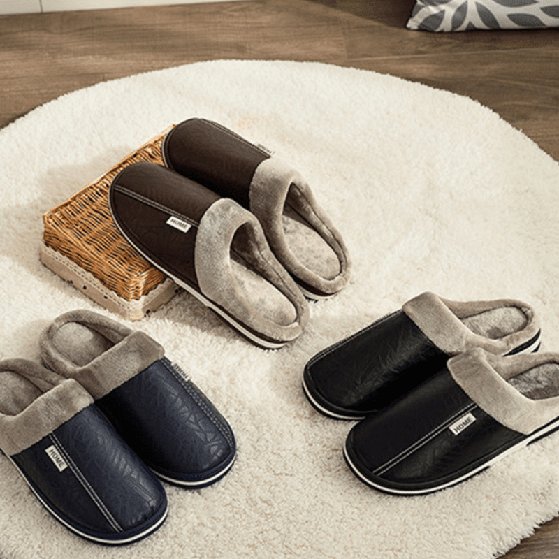 EverCozy herenpantoffels van zachte pluche — instapmodel met gewatteerde zool