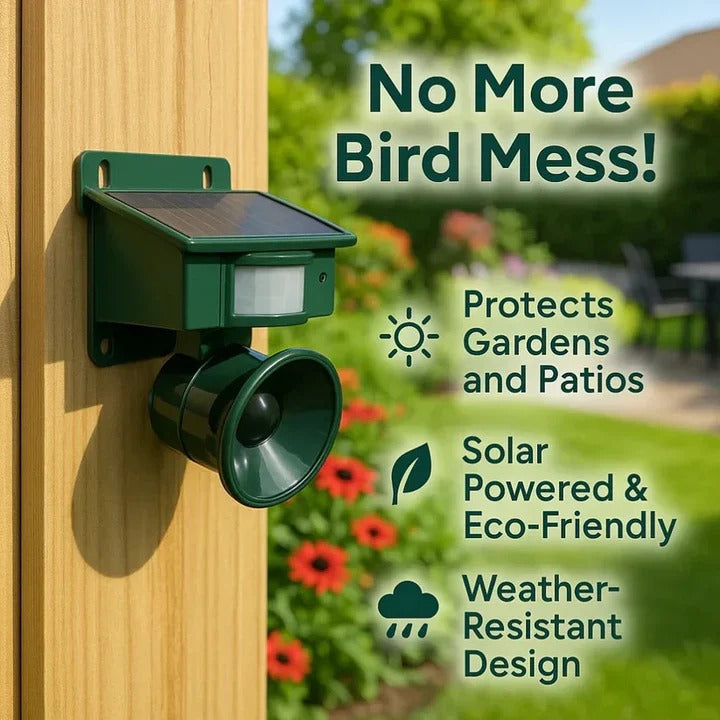 EcoGuard Bird Deterrent — Automated Motion Detection, Adjustable Sensitivity & Audio Playback