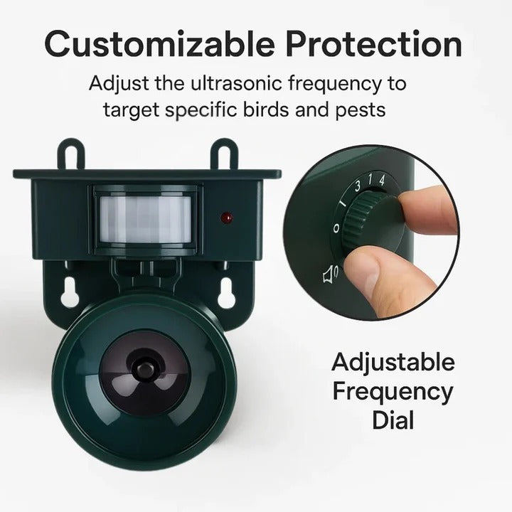 EcoGuard Solar-Powered Animal Deterrent — Motion Sensor Trigger, Custom Sound Library