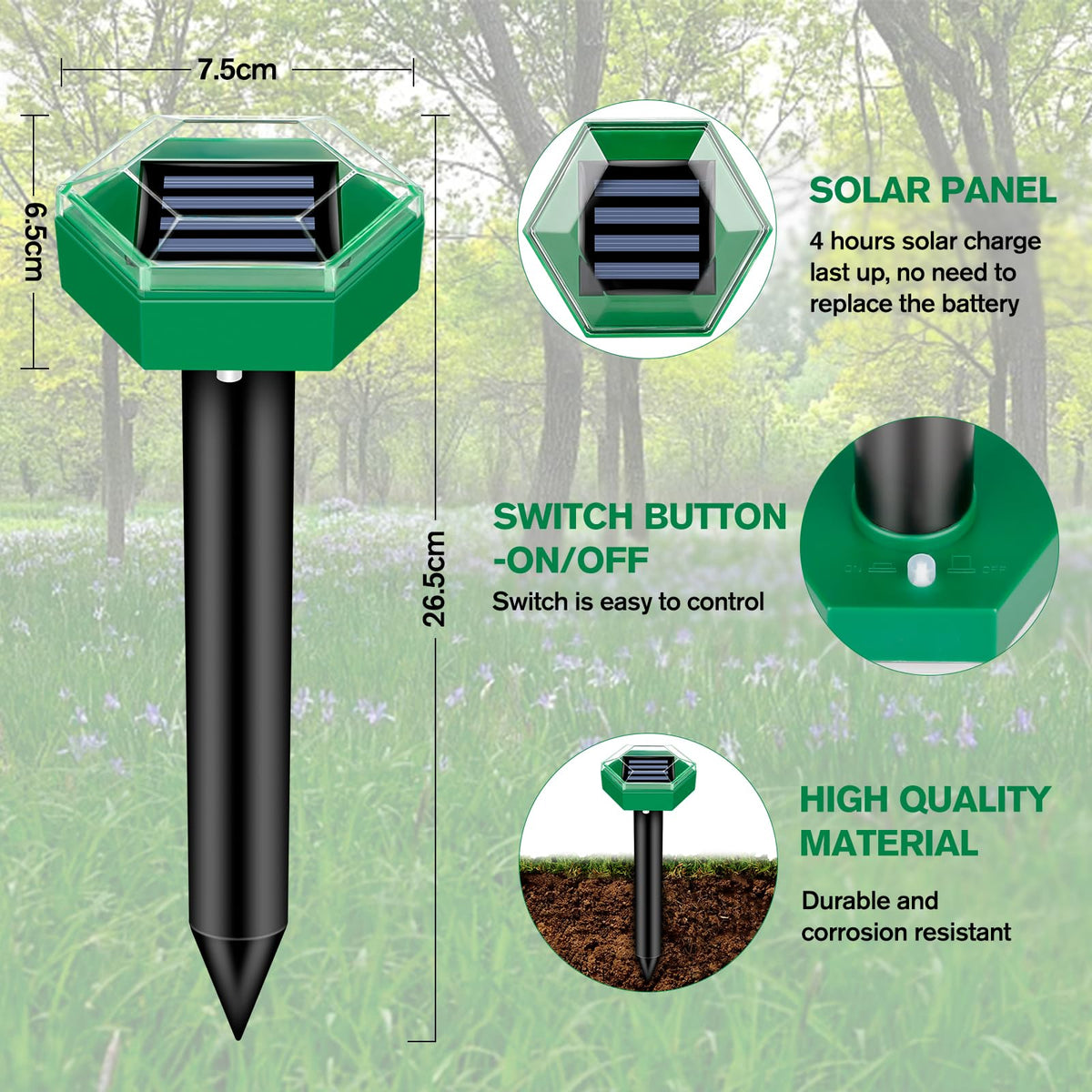 EcoGuard Solar Powered Ultrasonic Pest Deterrent — Extended Coverage, Tool-Free Placement
