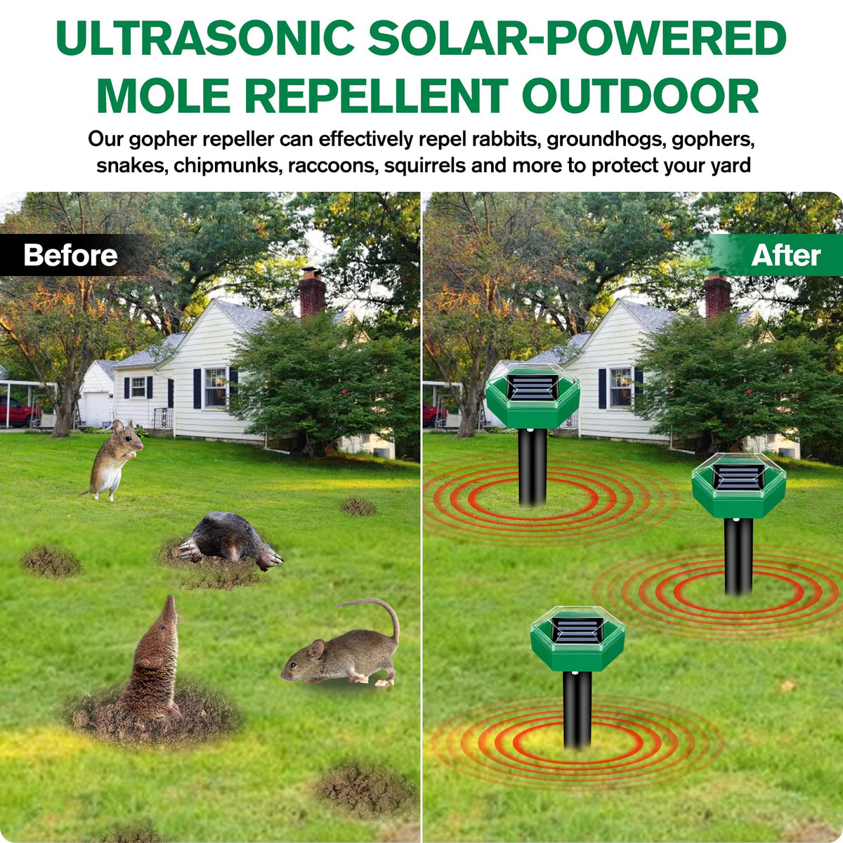 EcoGuard Solar Powered Ultrasonic Pest Deterrent — Extended Coverage, Tool-Free Placement