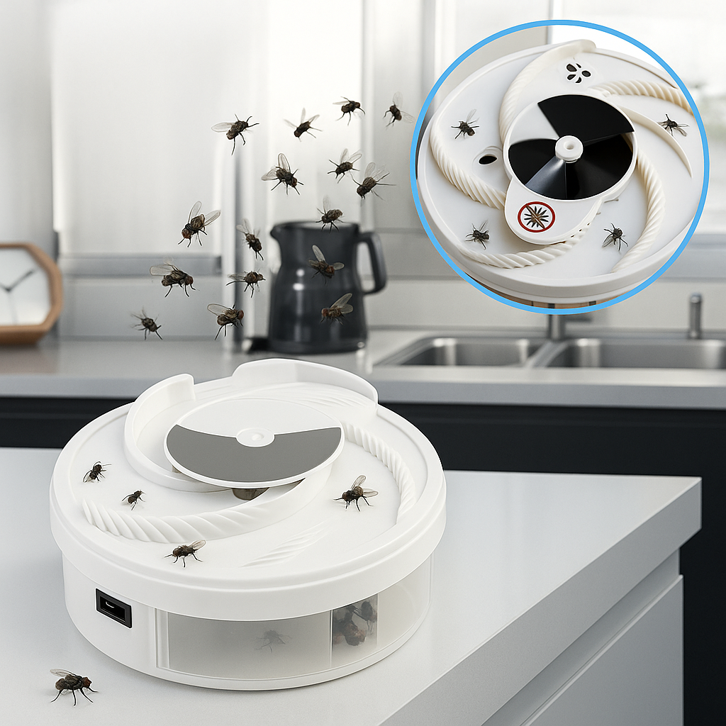 EcoTrappe USB-Powered Electric Fly Catcher — Integrated LED Light, Natural Fly Control