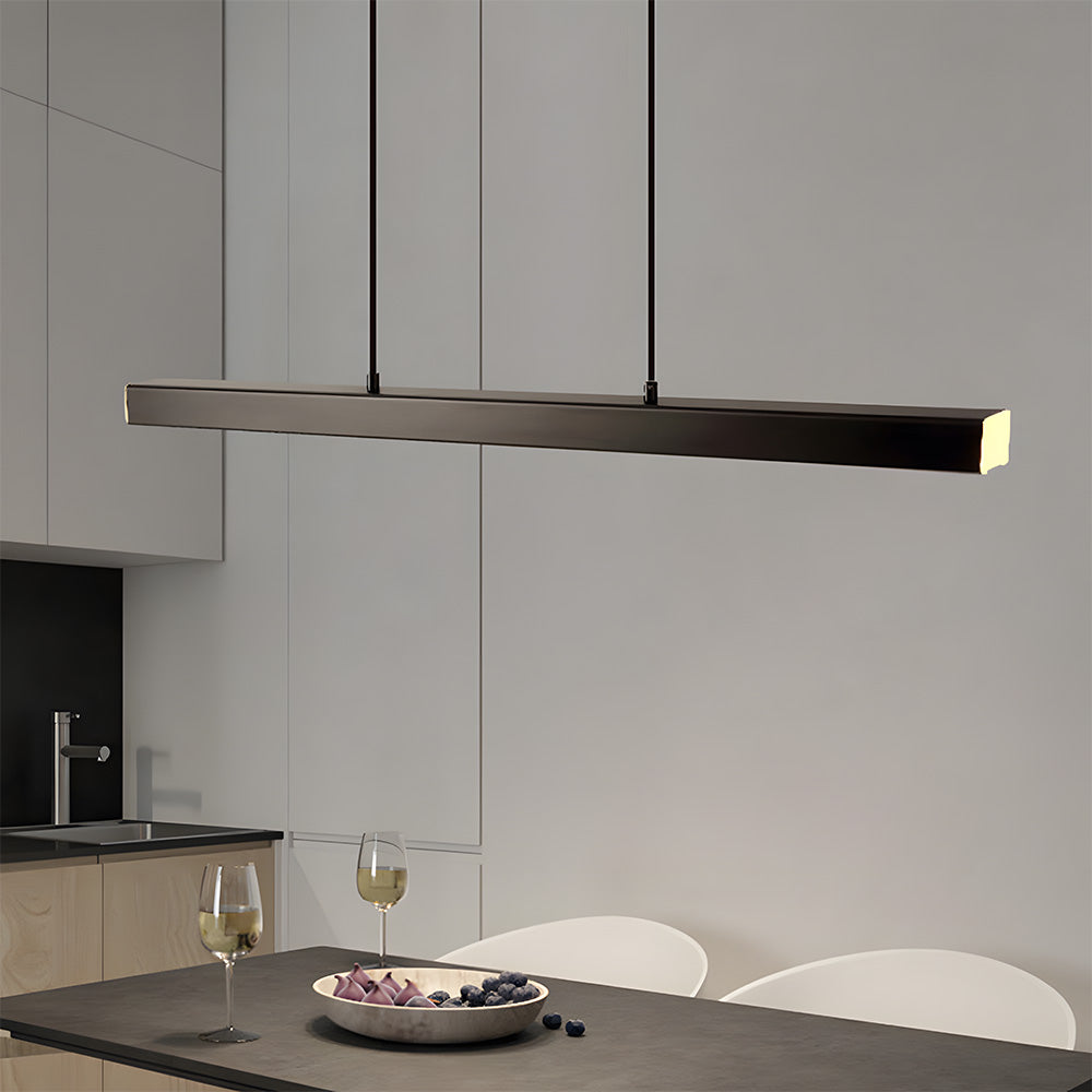 Verumo Linear LED Pendant Lamp In Black Metal For Kitchen Island Or Dining Table