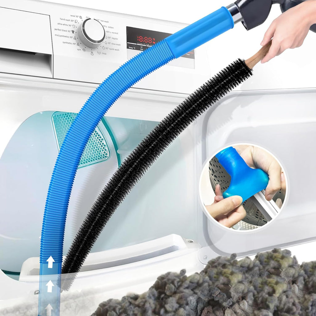 Lint Eliminator Long Reach Cleaning Tool — 114cm Flexible Shaft, Rigid Bristle Head for Deep Channel Access