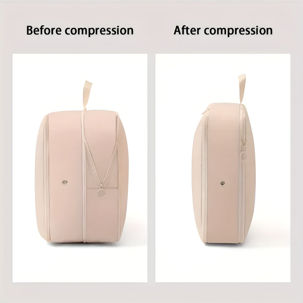 Clothing and Bedding Compression Bags — Resealable Zipper Track, Front-Facing Transparent Strip