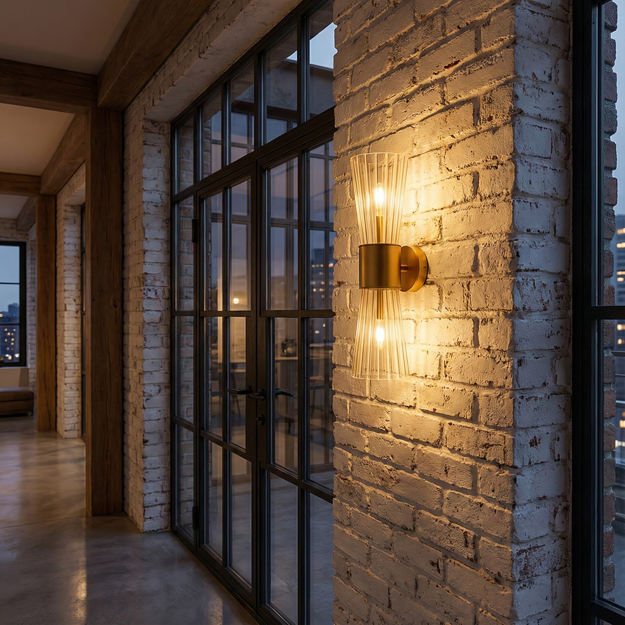 NovaStone Glass Shades With Brass Fixture On Wall For Warm Ambient Lighting In Modern Homes