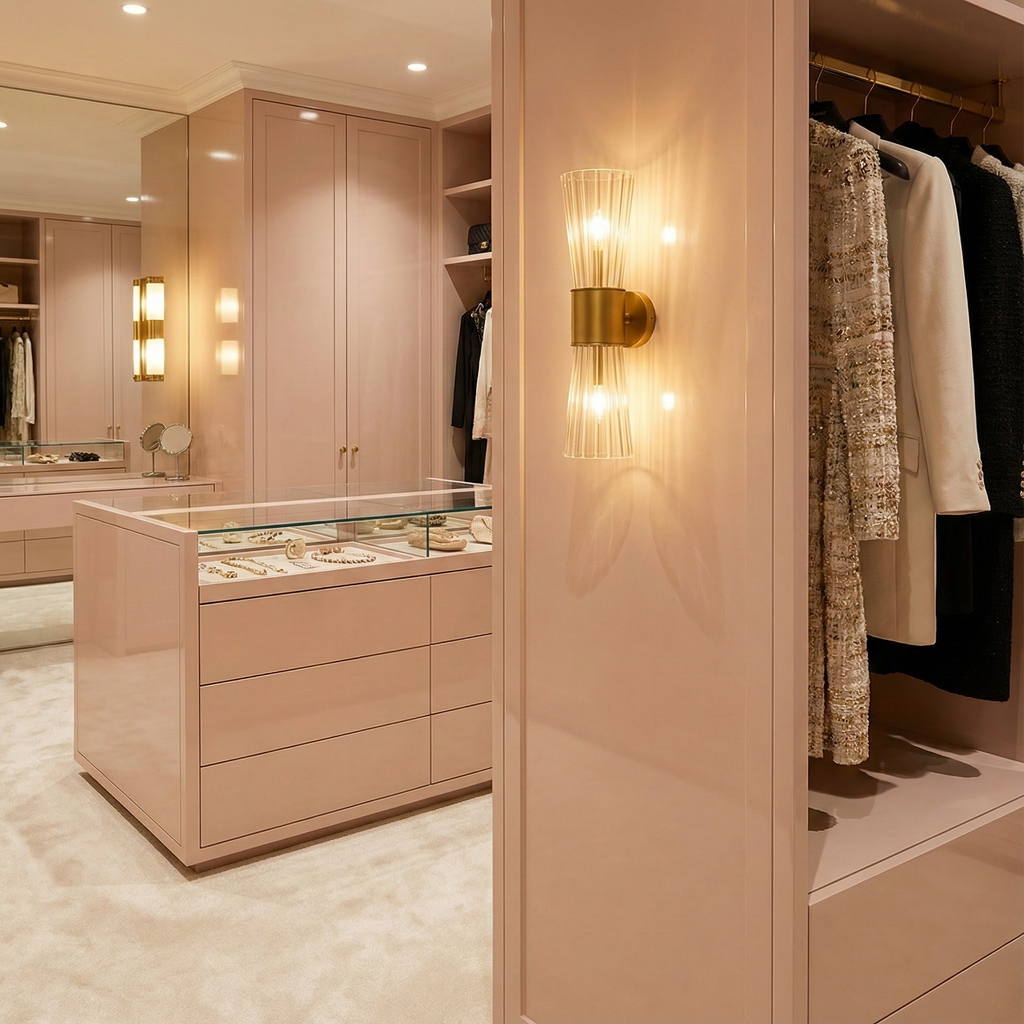 NovaStone Glass Shades With Brass Fixture On Wall For Warm Ambient Lighting In Modern Homes