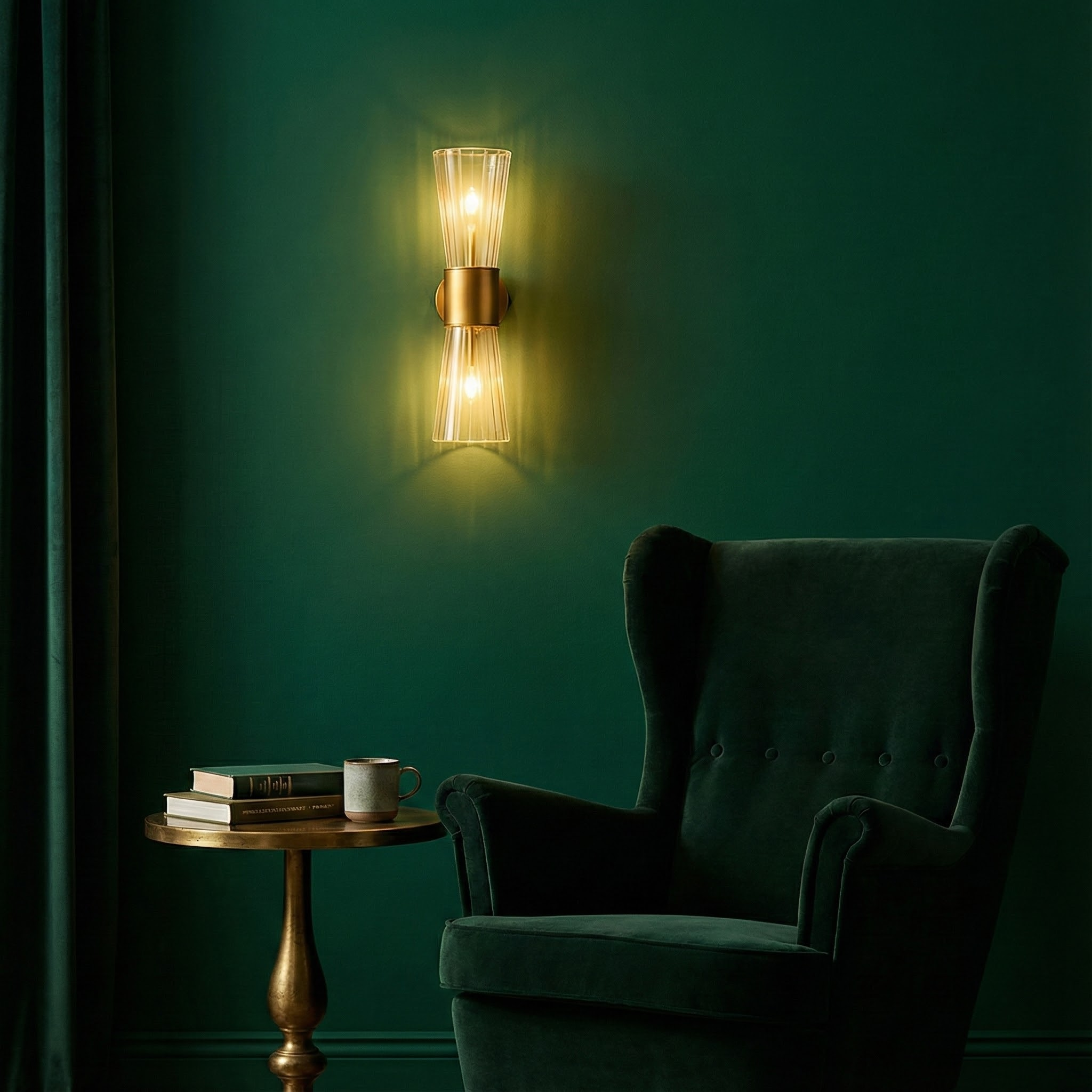 NovaStone Glass Shades With Brass Fixture On Wall For Warm Ambient Lighting In Modern Homes
