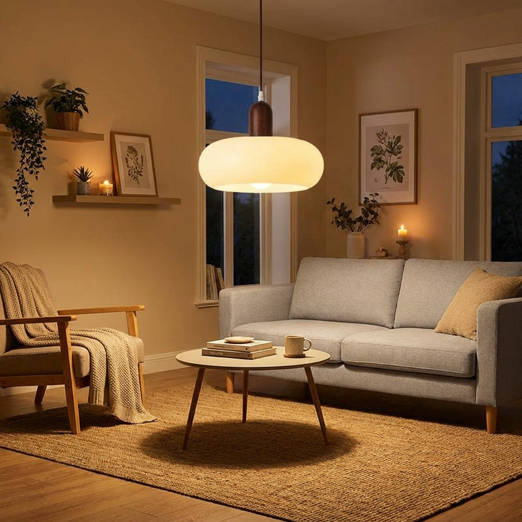 Nova Scandinavian Wood And Glass Pendant Lamp For Dining Rooms Kitchens And Cozy Living Spaces