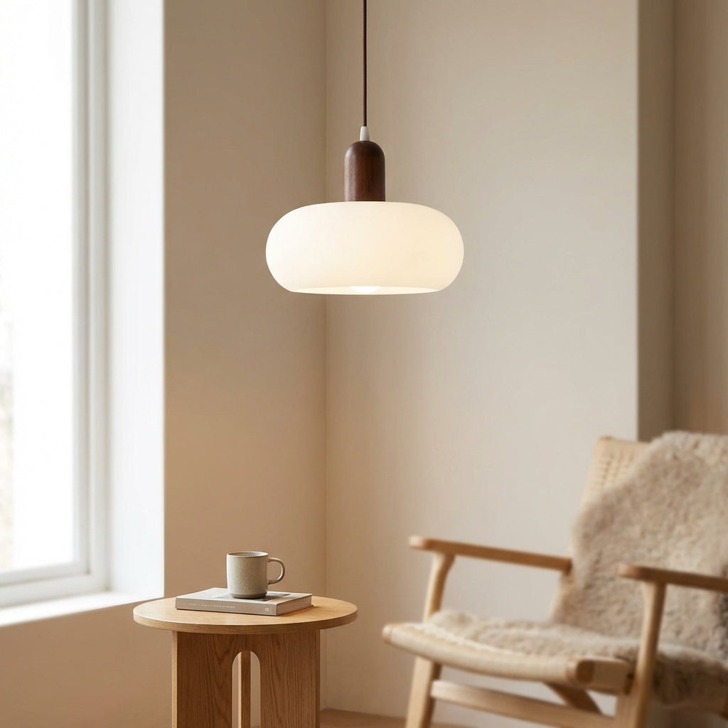 Nova Scandinavian Wood And Glass Pendant Lamp For Dining Rooms Kitchens And Cozy Living Spaces