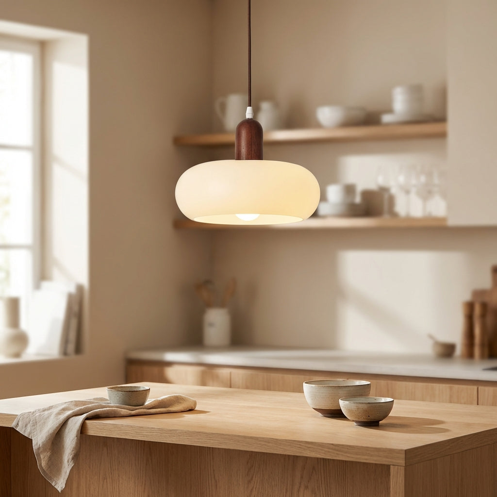 Nova Scandinavian Wood And Glass Pendant Lamp For Dining Rooms Kitchens And Cozy Living Spaces
