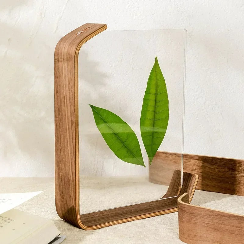 Double-Sided Beech Wood Photo Frame — Transparent Acrylic Cover