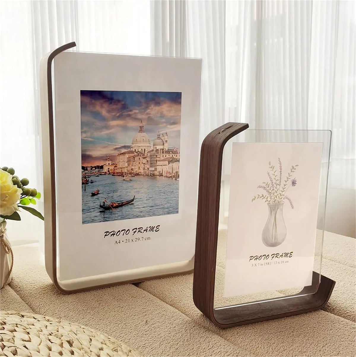 Double-Sided Beech Wood Photo Frame — Transparent Acrylic Cover