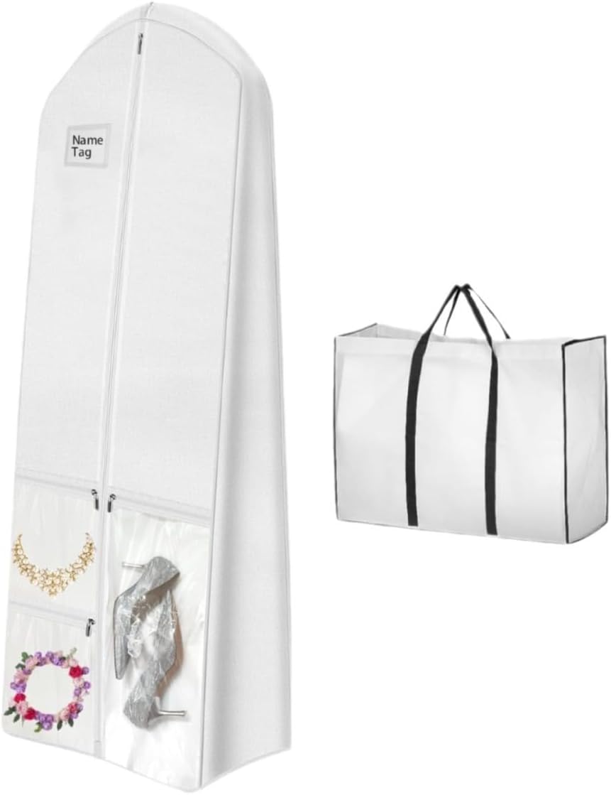 Extra-Large Dustproof Bridal Gown Carrier — Roomy Design, Accessory Pockets