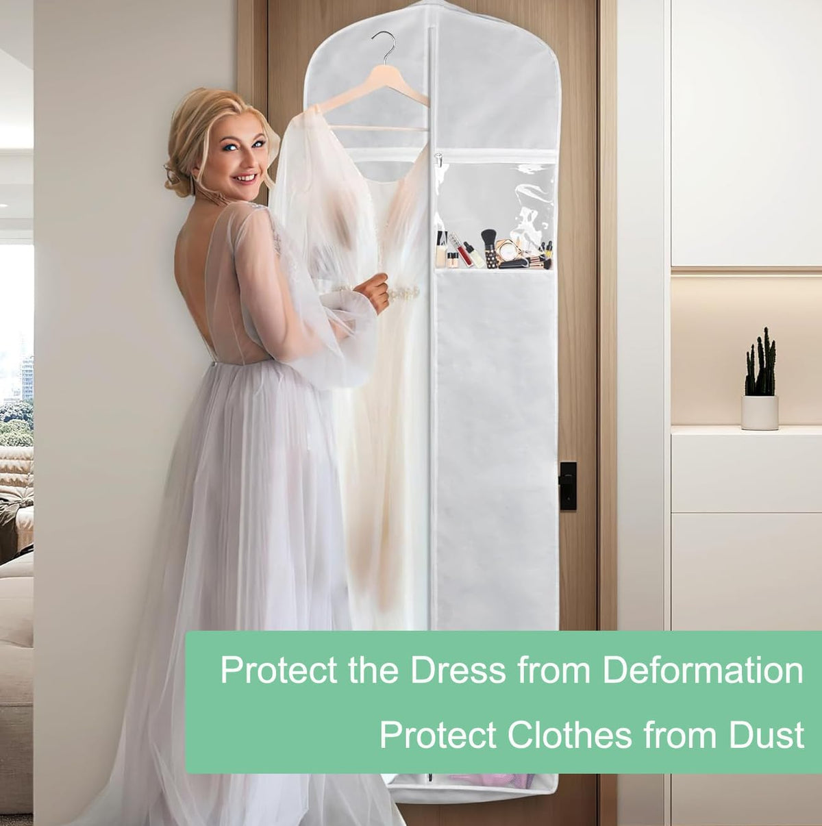 Extra-Large Dustproof Bridal Gown Carrier — Roomy Design, Accessory Pockets