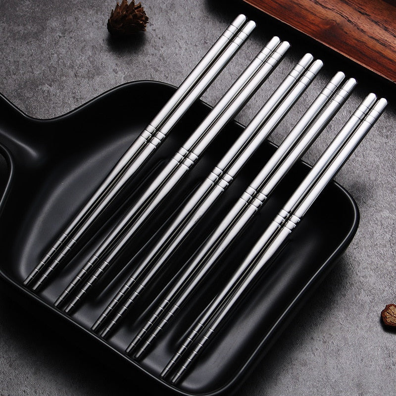 Stainless Steel Chopsticks — Ergonomic Grip, Durable Finish